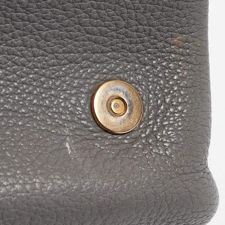 Pre Owned Dolce & Gabbana Grey Leather Miss Sicily Stitch Top Handle Bag