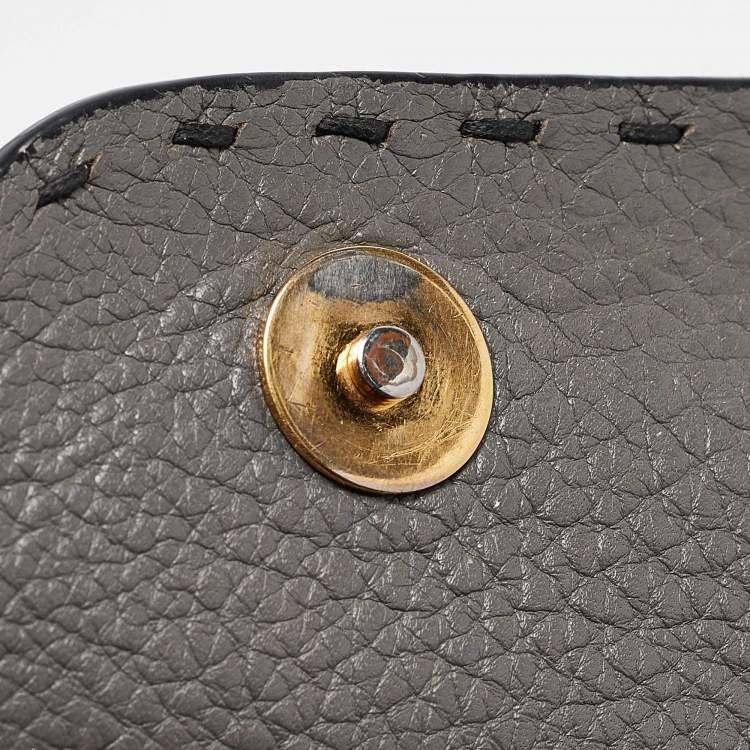 Pre Owned Dolce & Gabbana Grey Leather Miss Sicily Stitch Top Handle Bag