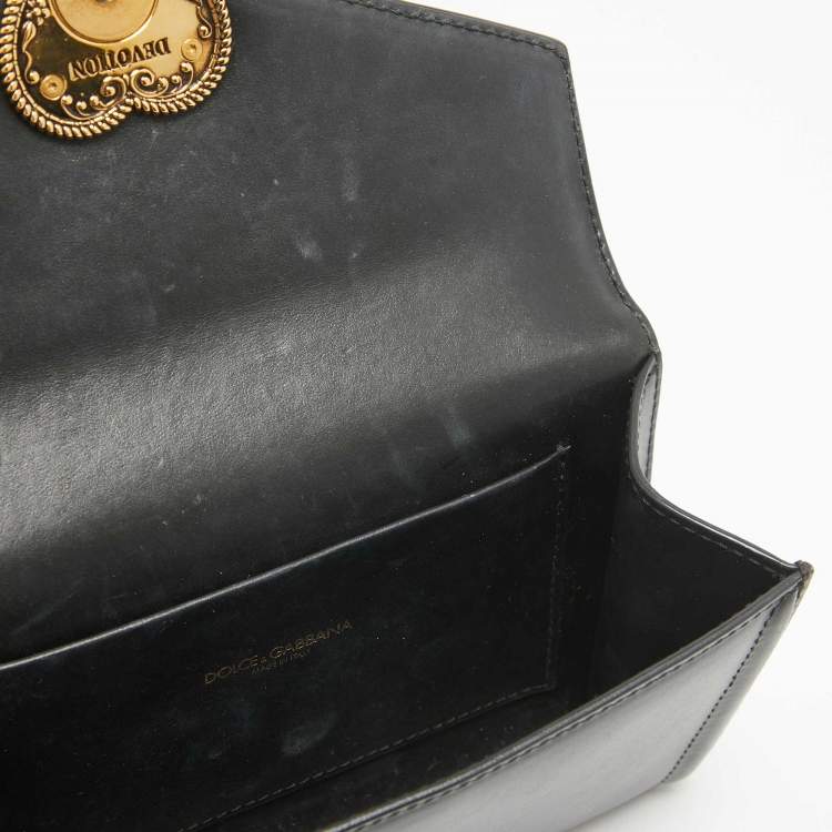 Pre Owned Dolce & Gabbana Black Leather Devotion Belt Bag