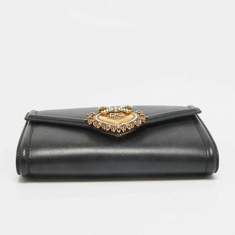 Pre Owned Dolce & Gabbana Black Leather Devotion Belt Bag