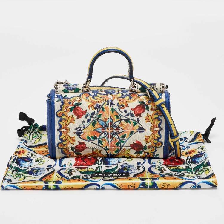 Pre Owned Dolce & Gabbana Multicolor Dauphine Majolica Leather Miss Sicily Top Handle Bag