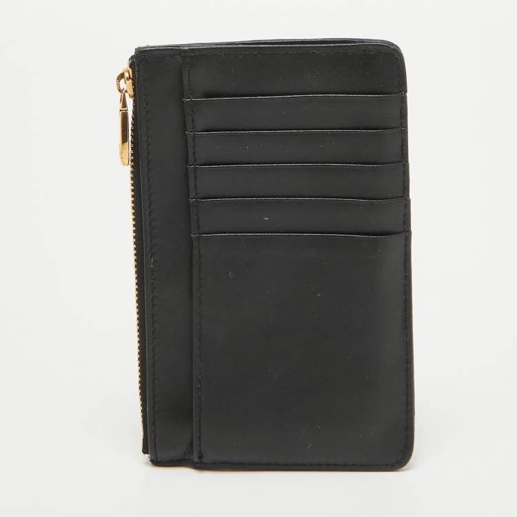 Pre Owned Dolce & Gabbana Black Leather Devotion Zip Card Holder
