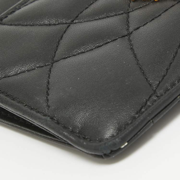 Pre Owned Dolce & Gabbana Black Leather Devotion Zip Card Holder