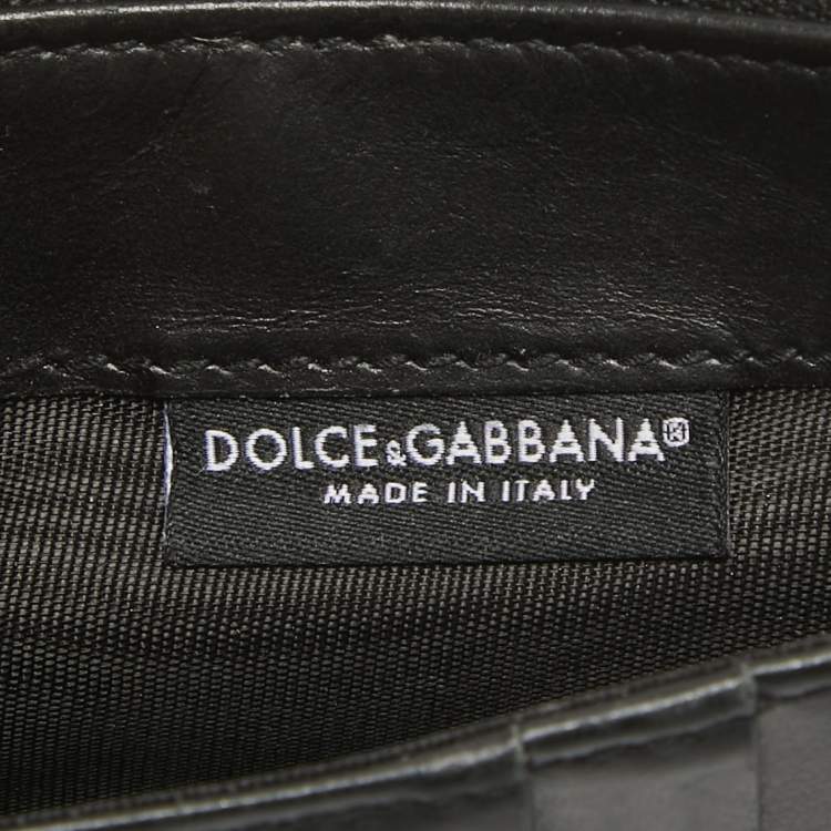 Pre Owned Dolce & Gabbana Black Leather Devotion Zip Card Holder