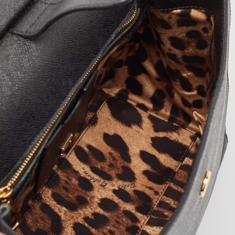 Pre Owned Dolce & Gabbana Black Leather Large Miss Sicily Top Handle Bag