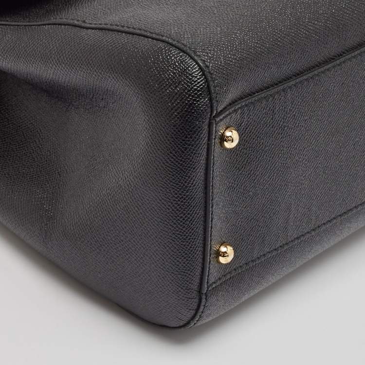 Pre Owned Dolce & Gabbana Black Leather Large Miss Sicily Top Handle Bag