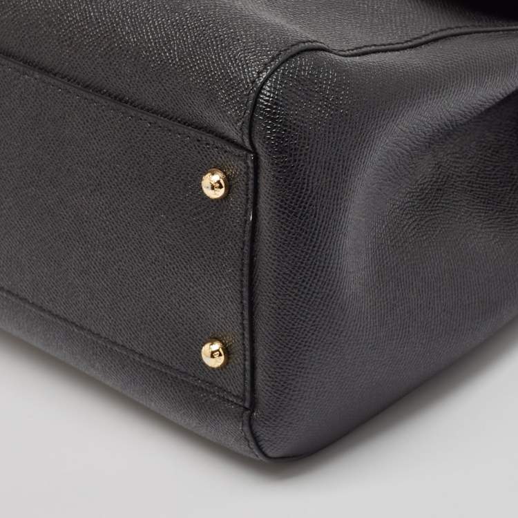 Pre Owned Dolce & Gabbana Black Leather Large Miss Sicily Top Handle Bag