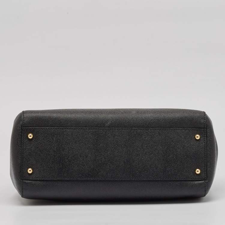 Pre Owned Dolce & Gabbana Black Leather Large Miss Sicily Top Handle Bag