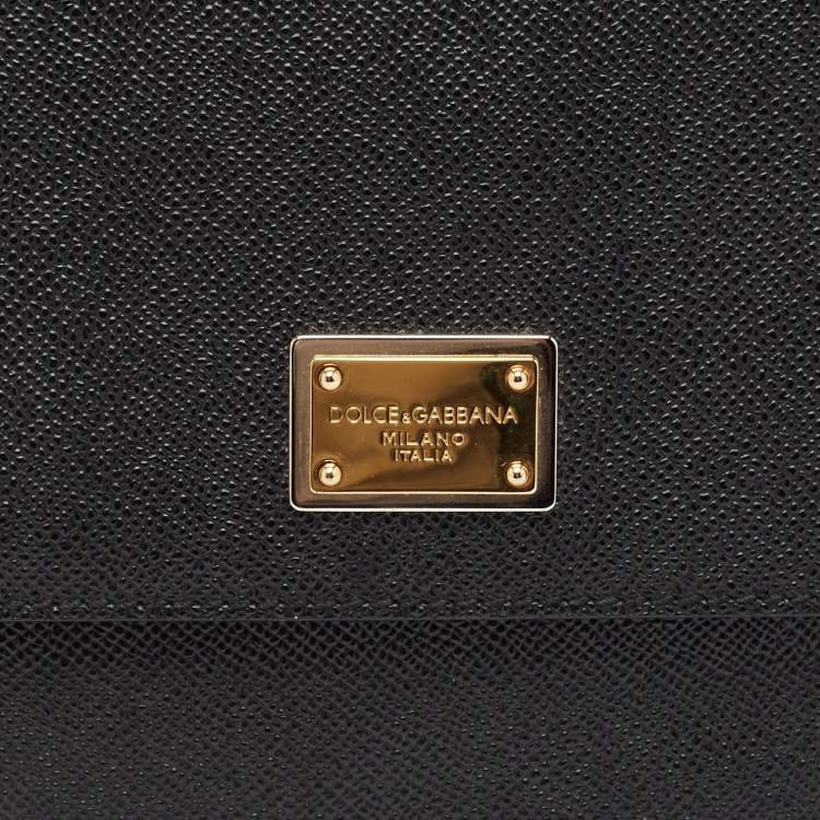 Pre Owned Dolce & Gabbana Black Leather Large Miss Sicily Top Handle Bag