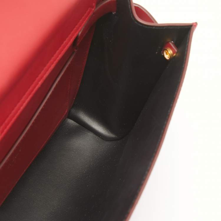 Pre Owned Dolce & Gabbana Red Leather Medium Sicily 62 Top Handle Bag