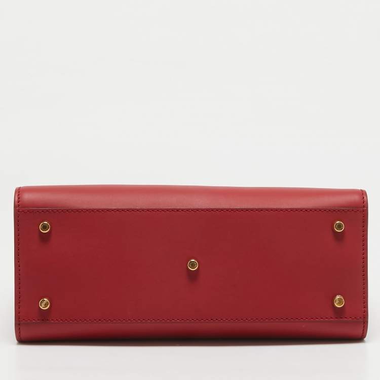 Pre Owned Dolce & Gabbana Red Leather Medium Sicily 62 Top Handle Bag