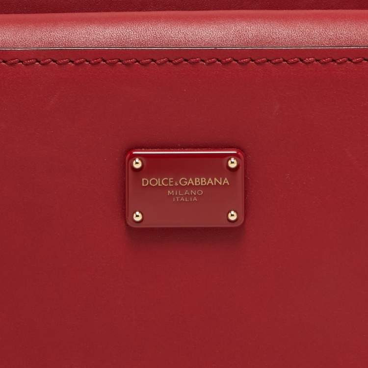 Pre Owned Dolce & Gabbana Red Leather Medium Sicily 62 Top Handle Bag