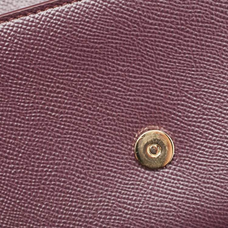 Pre Owned Dolce & Gabbana Purple Leather Crystal Logo Chain Clutch