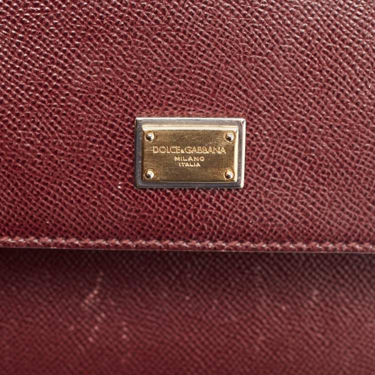 Pre Owned Dolce & Gabbana Burgundy Leather Medium Miss Sicily Top Handle Bag