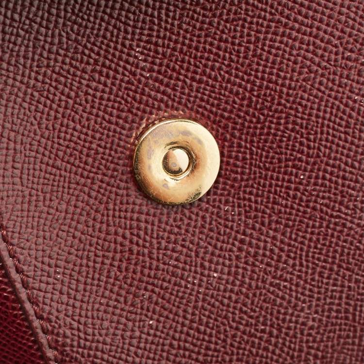 Pre Owned Dolce & Gabbana Burgundy Leather Medium Miss Sicily Top Handle Bag