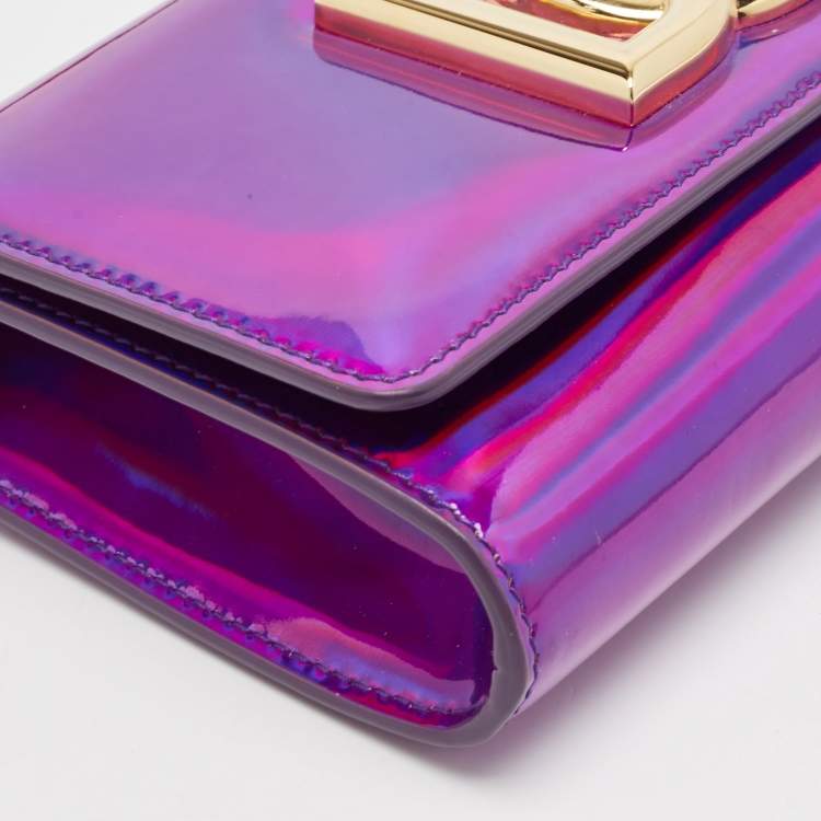 Pre Owned Dolce & Gabbana Purple Holographic Patent Leather DG Millennials Shoulder Bag
