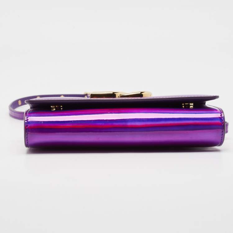 Pre Owned Dolce & Gabbana Purple Holographic Patent Leather DG Millennials Shoulder Bag