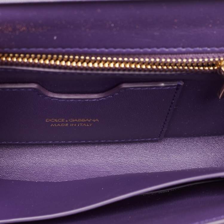 Pre Owned Dolce & Gabbana Purple Holographic Patent Leather DG Millennials Shoulder Bag