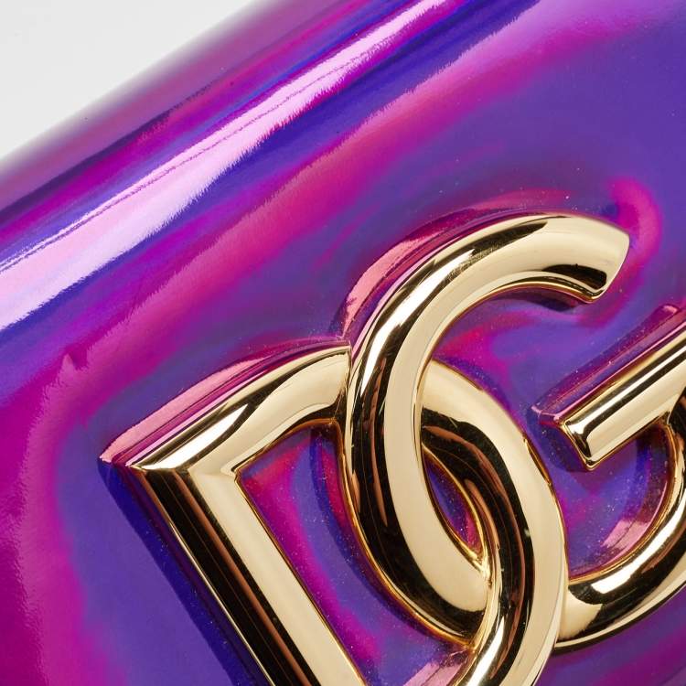 Pre Owned Dolce & Gabbana Purple Holographic Patent Leather DG Millennials Shoulder Bag