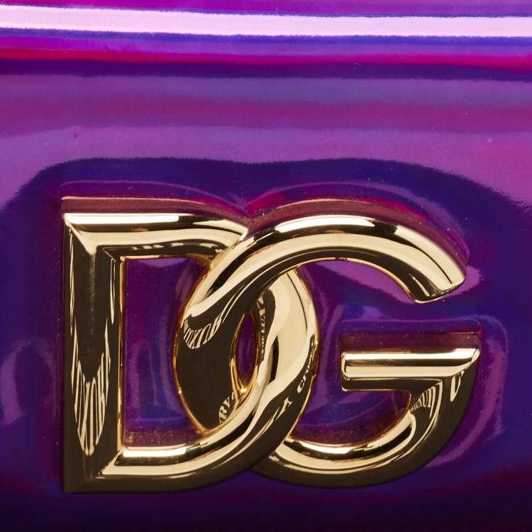 Pre Owned Dolce & Gabbana Purple Holographic Patent Leather DG Millennials Shoulder Bag