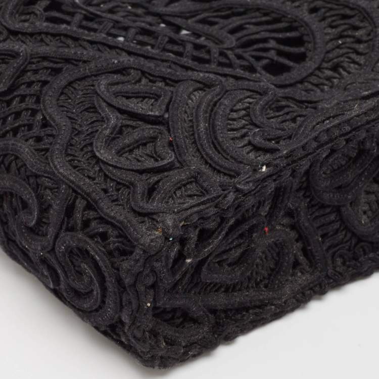 Pre Owned Dolce & Gabbana Black Crochet Fabric Small Beatrice Tote