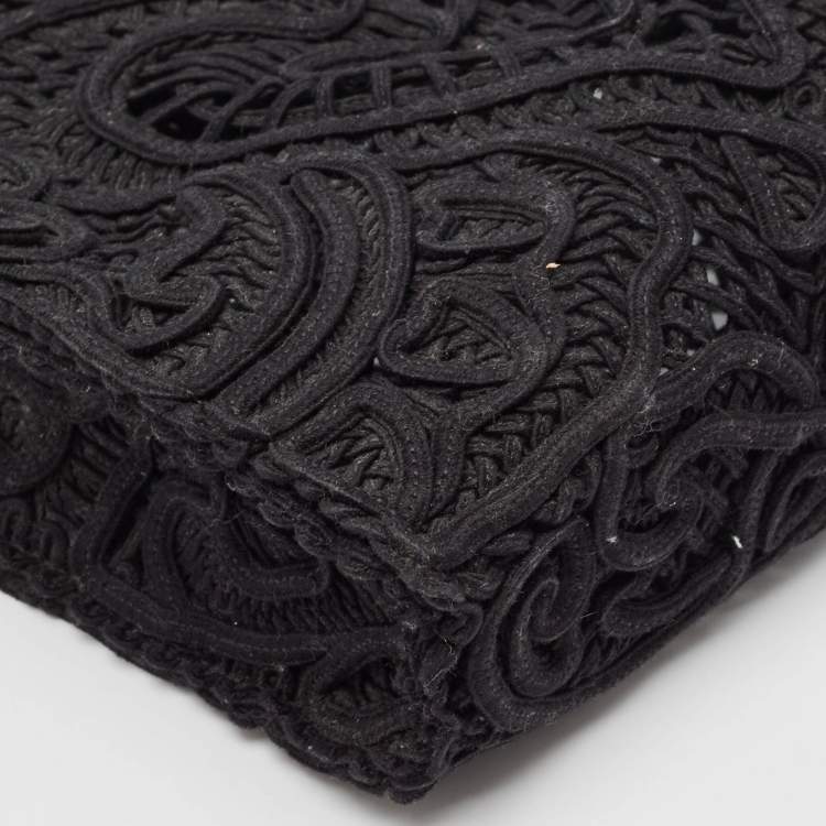Pre Owned Dolce & Gabbana Black Crochet Fabric Small Beatrice Tote