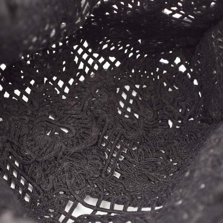 Pre Owned Dolce & Gabbana Black Crochet Fabric Small Beatrice Tote