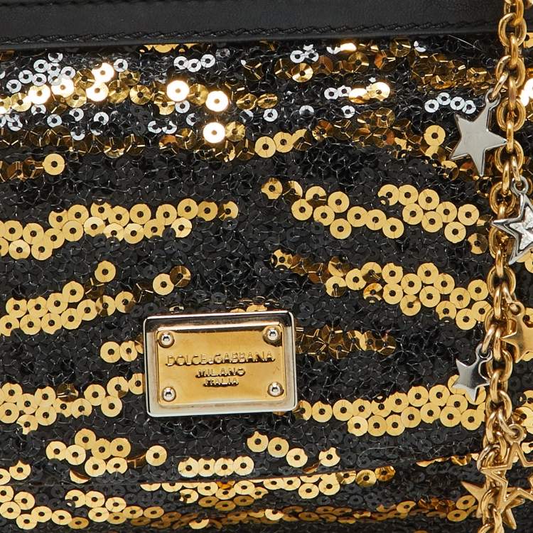 Pre Owned Dolce & Gabbana Multicolor Calf Hair and Sequins Small Miss Sicily Top Handle Bag