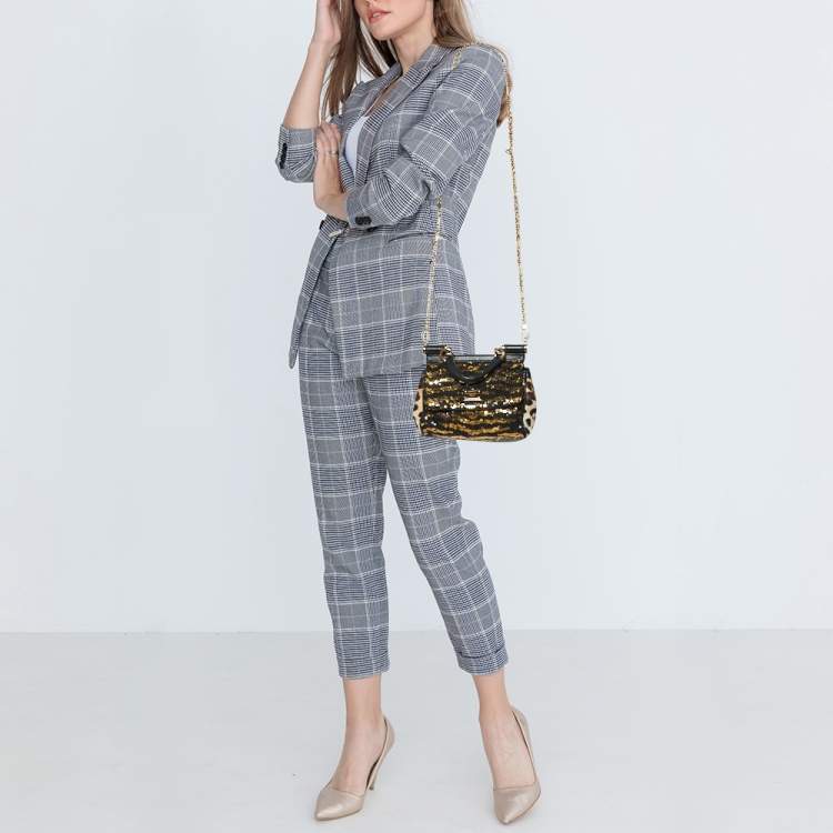 Pre Owned Dolce & Gabbana Multicolor Calf Hair and Sequins Small Miss Sicily Top Handle Bag