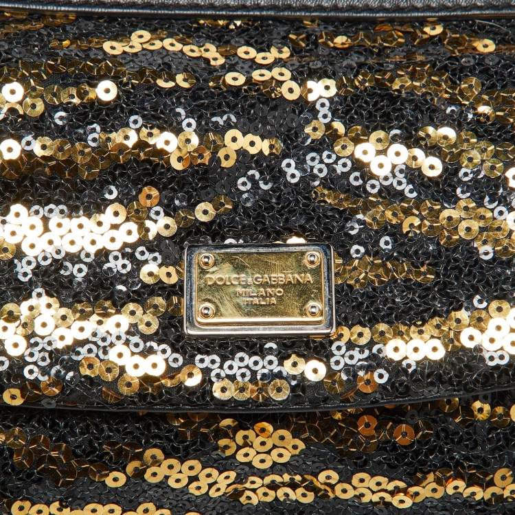Pre Owned Dolce & Gabbana Multicolor Calf Hair and Sequins Small Miss Sicily Top Handle Bag
