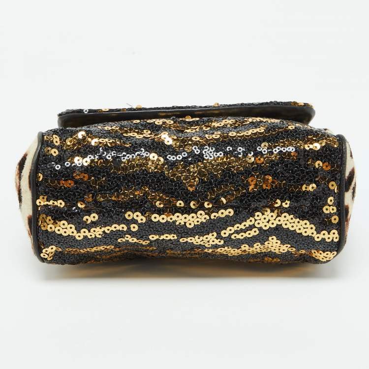 Pre Owned Dolce & Gabbana Multicolor Calf Hair and Sequins Small Miss Sicily Top Handle Bag