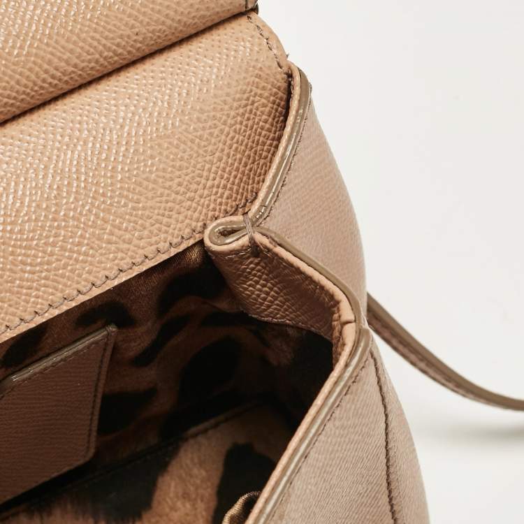 Pre Owned Dolce & Gabbana Beige Leather Small Miss Sicily Top Handle Bag