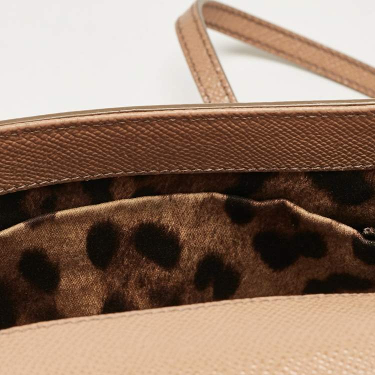 Pre Owned Dolce & Gabbana Beige Leather Small Miss Sicily Top Handle Bag