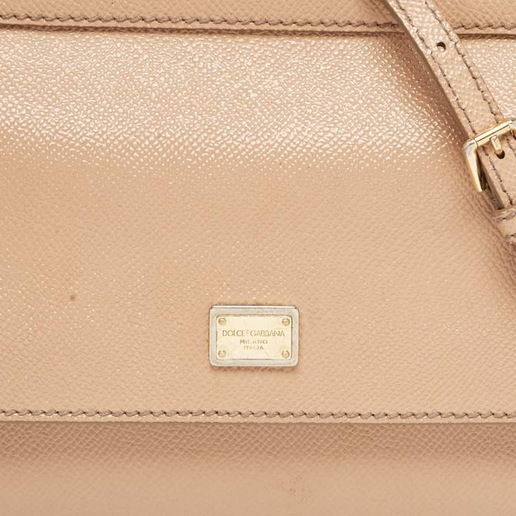 Pre Owned Dolce & Gabbana Beige Leather Small Miss Sicily Top Handle Bag