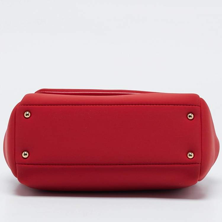 Pre Owned Dolce & Gabbana Red Neoprene Medium Miss Sicily Top Handle Bag