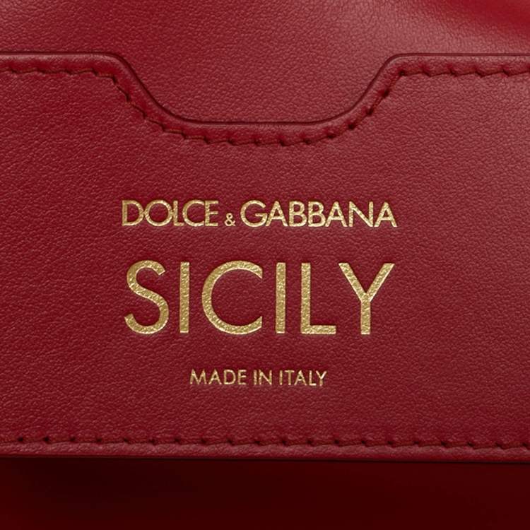 Pre Owned Dolce & Gabbana Red Neoprene Medium Miss Sicily Top Handle Bag