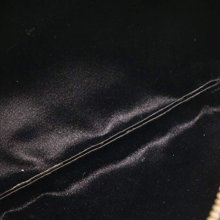 Pre Owned Dolce & Gabbana Rose Gold Leather Ruffle Wristlet Clutch