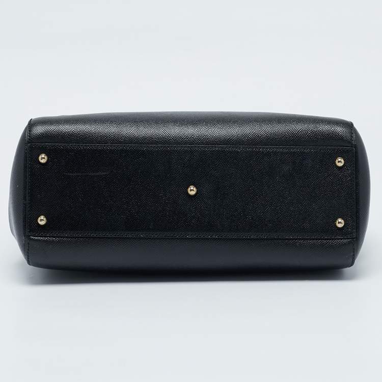 Pre Owned Dolce & Gabbana Black Leather Large Miss Sicily Top Handle Bag