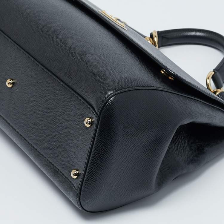 Pre Owned Dolce & Gabbana Black Leather Large Miss Sicily Top Handle Bag