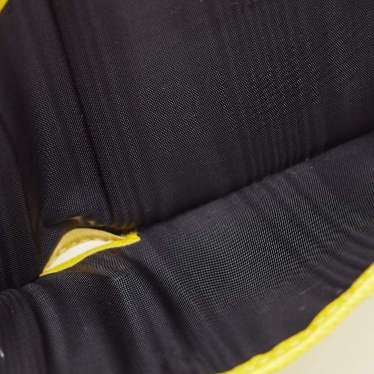 Pre Owned Dolce & Gabbana Yellow Leather Trifold Compact Wallet