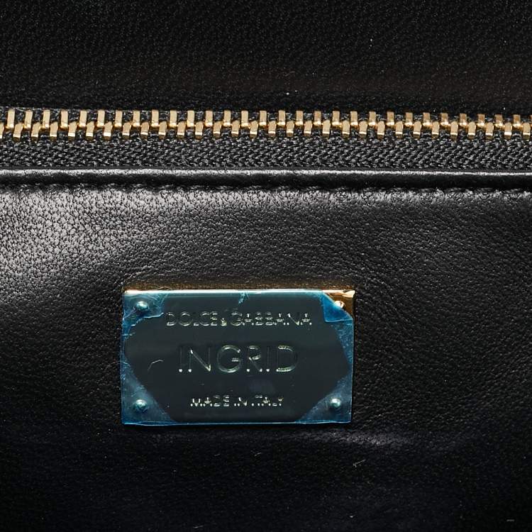 Pre Owned Dolce & Gabbana Black Lizard Embossed Leather Ingrid Tote