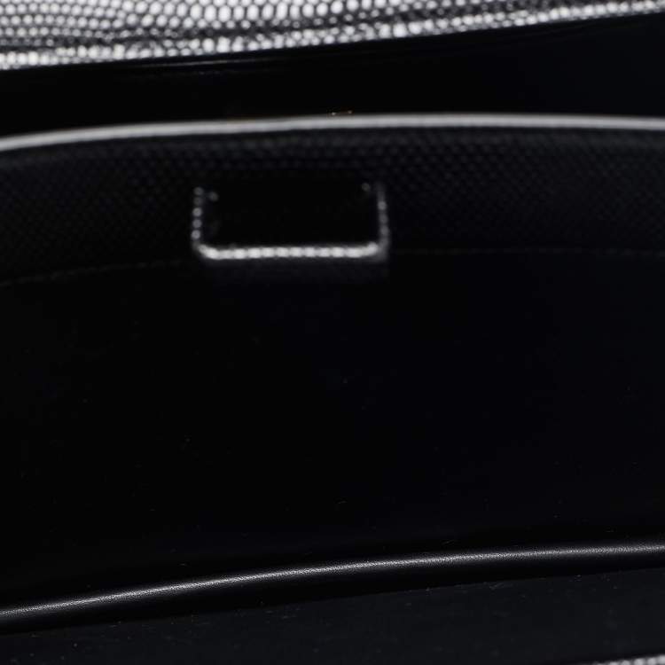 Pre Owned Dolce & Gabbana Black Lizard Embossed Leather Ingrid Tote