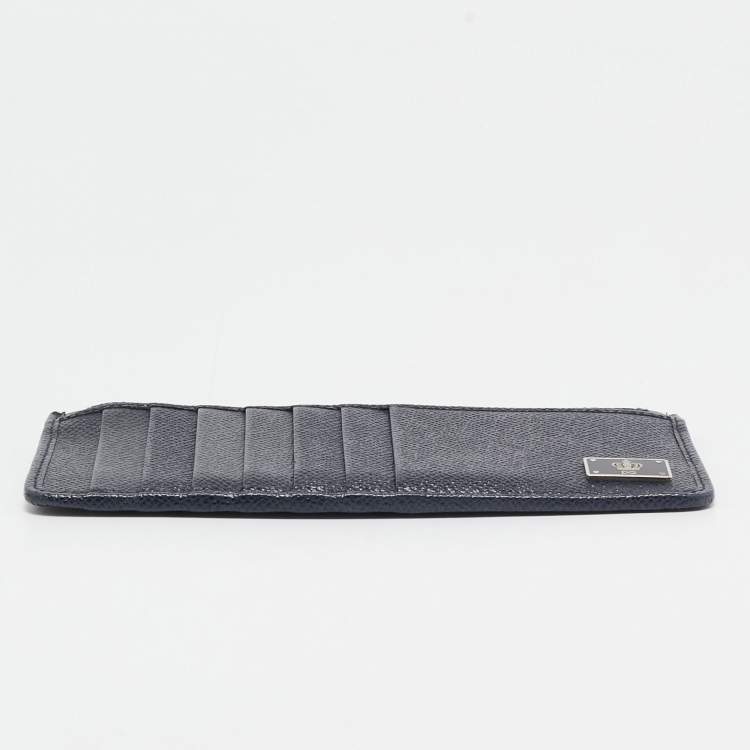 Pre Owned Dolce & Gabbana Navy Blue Leather Vertical Zip Card Case