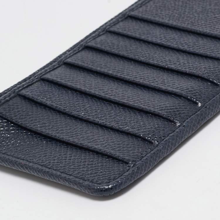 Pre Owned Dolce & Gabbana Navy Blue Leather Vertical Zip Card Case