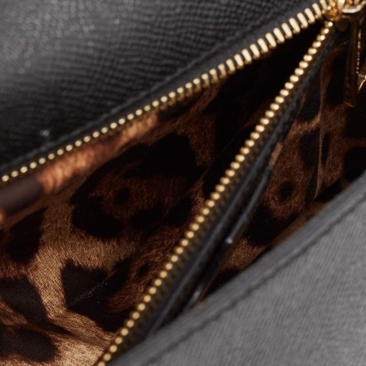 Pre Owned Dolce & Gabbana Black Leather Medium Studded Miss Sicily Top Handle Bag