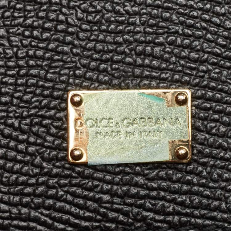 Pre Owned Dolce & Gabbana Black Leather Medium Studded Miss Sicily Top Handle Bag