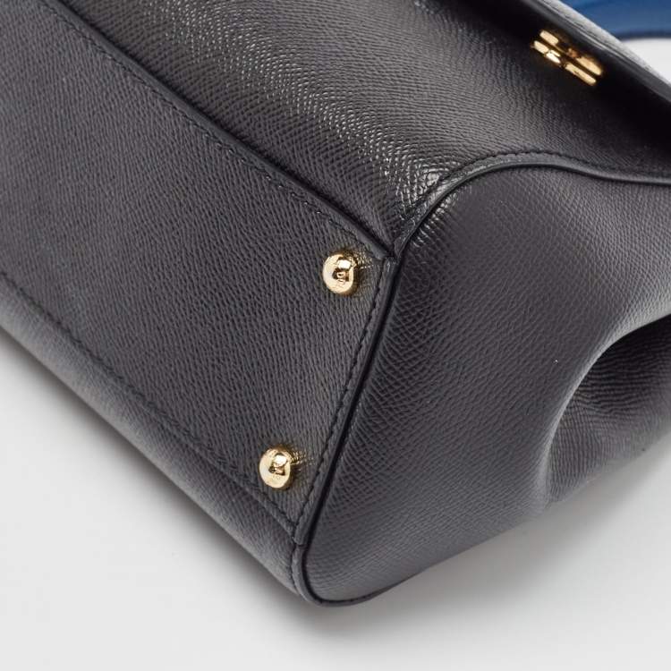 Pre Owned Dolce & Gabbana Black Leather Medium Studded Miss Sicily Top Handle Bag