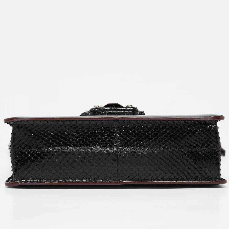 Pre Owned Dolce & Gabbana Black Crocodile Leather and Python Lucia Shoulder Bag