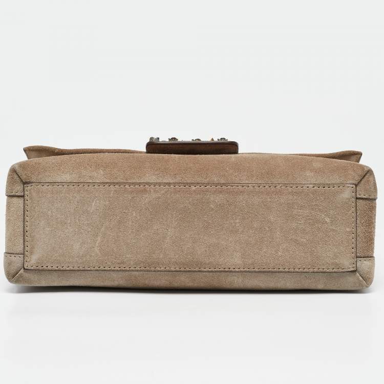 Pre Owned Dolce & Gabbana Beige Suede DG Millennials Shoulder Bag