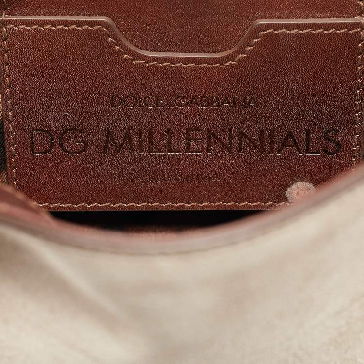 Pre Owned Dolce & Gabbana Beige Suede DG Millennials Shoulder Bag